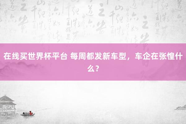 在线买世界杯平台 每周都发新车型，车企在张惶什么？