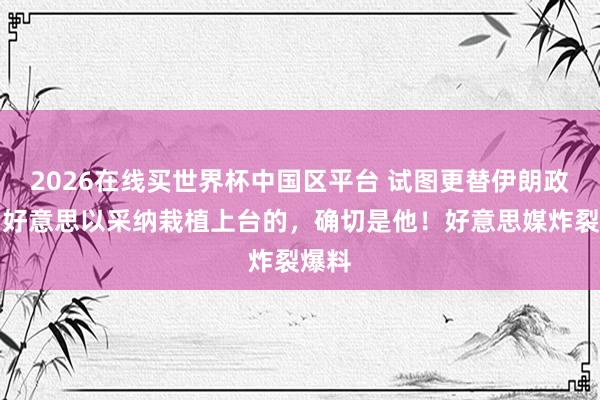 2026在线买世界杯中国区平台 试图更替伊朗政权，好意思以采纳栽植上台的，确切是他！好意思媒炸裂爆料