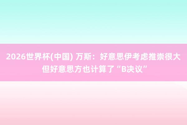 2026世界杯(中国) 万斯：好意思伊考虑推崇很大 但好意思方也计算了“B决议”