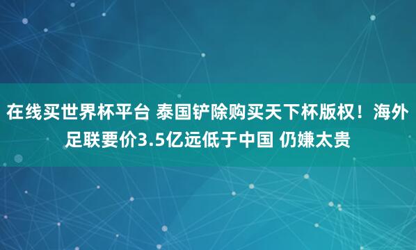 在线买世界杯平台 泰国铲除购买天下杯版权！海外足联要价3.5亿远低于中国 仍嫌太贵