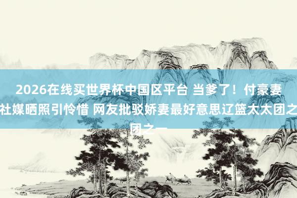 2026在线买世界杯中国区平台 当爹了！付豪妻子社媒晒照引怜惜 网友批驳娇妻最好意思辽篮太太团之一