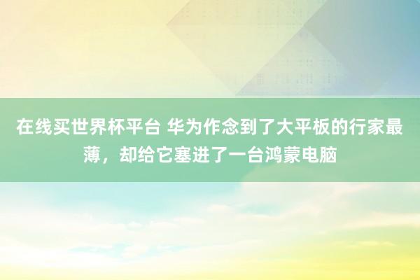 在线买世界杯平台 华为作念到了大平板的行家最薄，却给它塞进了一台鸿蒙电脑