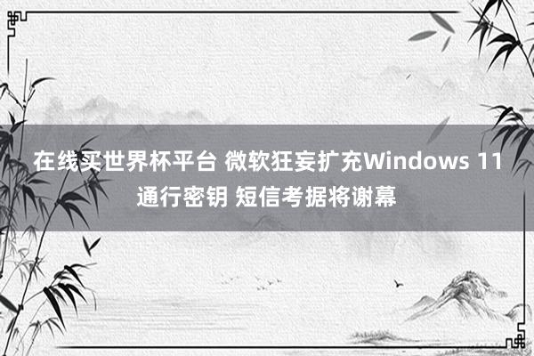 在线买世界杯平台 微软狂妄扩充Windows 11通行密钥 短信考据将谢幕