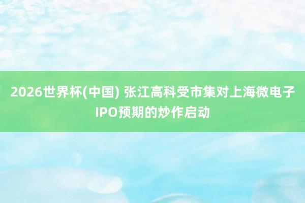 2026世界杯(中国) 张江高科受市集对上海微电子IPO预期的炒作启动