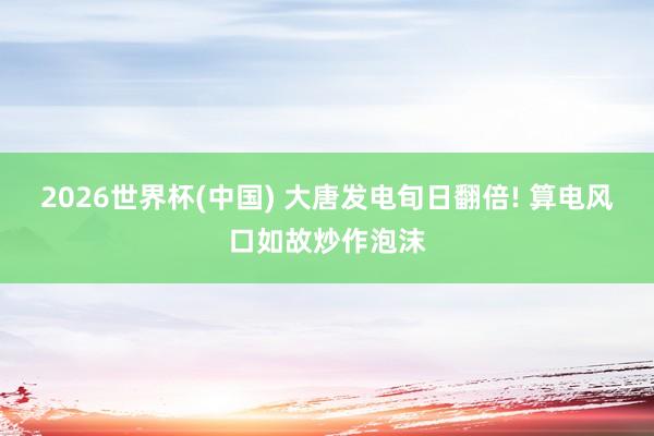 2026世界杯(中国) 大唐发电旬日翻倍! 算电风口如故炒作泡沫