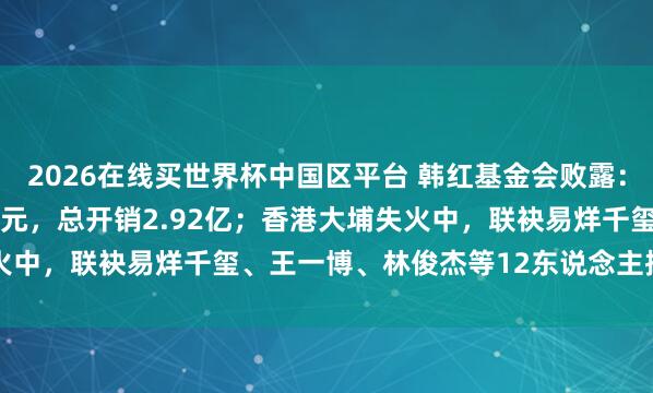2026在线买世界杯中国区平台 韩红基金会败露：2025年收入近7.83亿元，总开销2.92亿；香港大埔失火中，联袂易烊千玺、王一博、林俊杰等12东说念主捐赠735万元