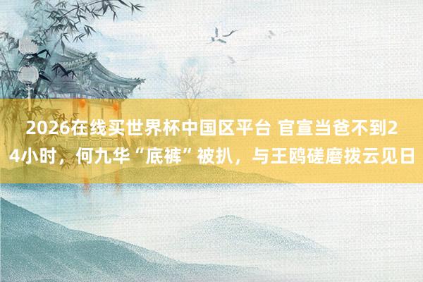 2026在线买世界杯中国区平台 官宣当爸不到24小时，何九华“底裤”被扒，与王鸥磋磨拨云见日