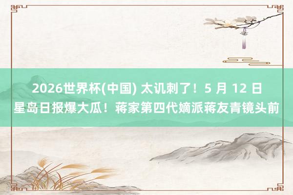 2026世界杯(中国) 太讥刺了！5 月 12 日星岛日报爆大瓜！蒋家第四代嫡派蒋友青镜头前