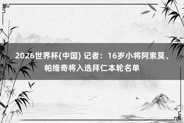 2026世界杯(中国) 记者：16岁小将阿索莫、帕维奇将入选拜仁本轮名单
