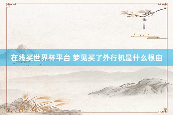 在线买世界杯平台 梦见买了外行机是什么根由