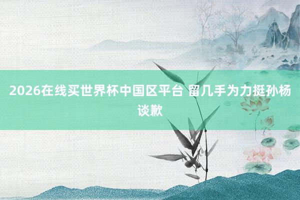 2026在线买世界杯中国区平台 留几手为力挺孙杨谈歉