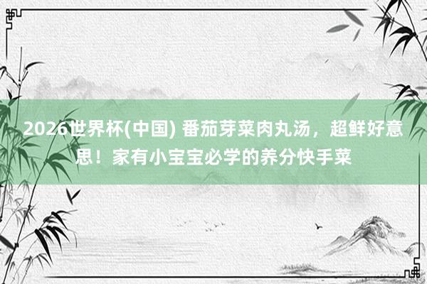 2026世界杯(中国) 番茄芽菜肉丸汤，超鲜好意思！家有小宝宝必学的养分快手菜