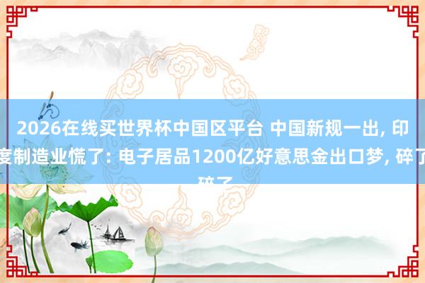 2026在线买世界杯中国区平台 中国新规一出， 印度制造业慌了: 电子居品1200亿好意思金出口梦， 碎了