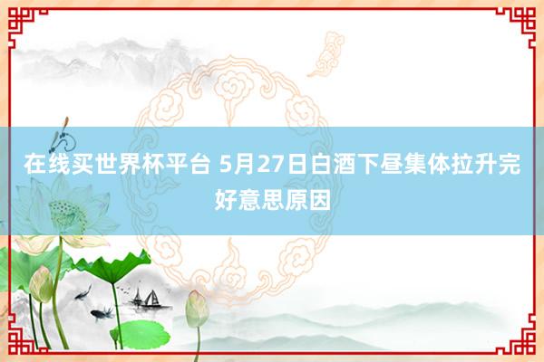 在线买世界杯平台 5月27日白酒下昼集体拉升完好意思原因