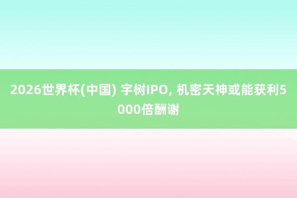 2026世界杯(中国) 宇树IPO， 机密天神或能获利5000倍酬谢