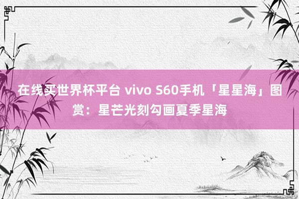在线买世界杯平台 vivo S60手机「星星海」图赏：星芒光刻勾画夏季星海