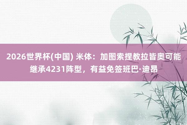 2026世界杯(中国) 米体：加图索捏教拉皆奥可能继承4231阵型，有益免签班巴·迪昂