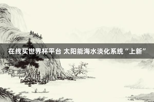 在线买世界杯平台 太阳能海水淡化系统“上新”