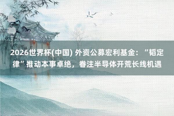 2026世界杯(中国) 外资公募宏利基金：“韬定律”推动本事卓绝，眷注半导体开荒长线机遇