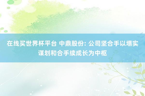 在线买世界杯平台 中鼎股份: 公司坚合手以塌实谋划和合手续成长为中枢