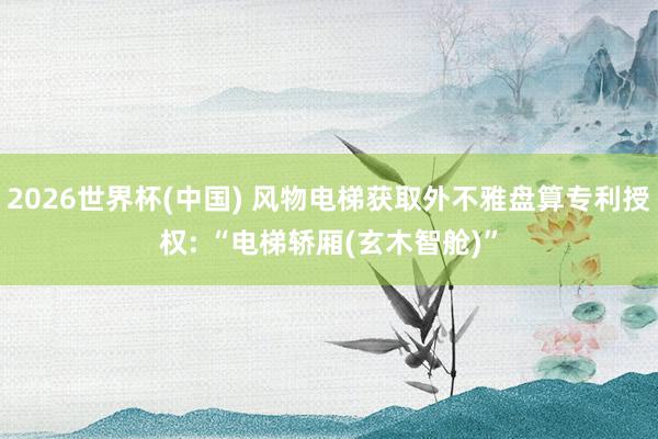 2026世界杯(中国) 风物电梯获取外不雅盘算专利授权: “电梯轿厢(玄木智舱)”