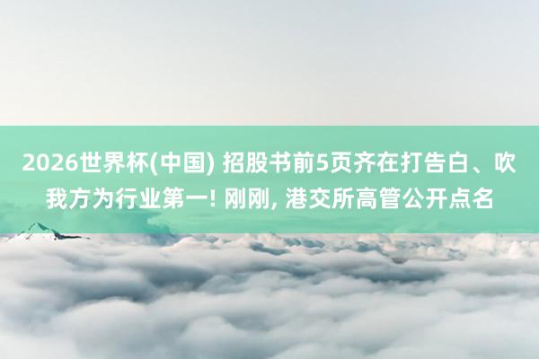 2026世界杯(中国) 招股书前5页齐在打告白、吹我方为行业第一! 刚刚, 港交所高管公开点名