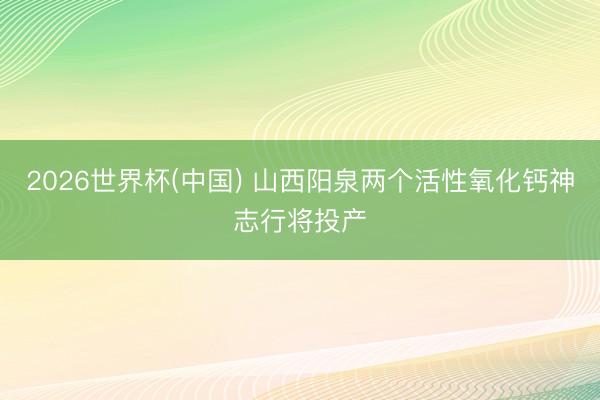 2026世界杯(中国) 山西阳泉两个活性氧化钙神志行将投产